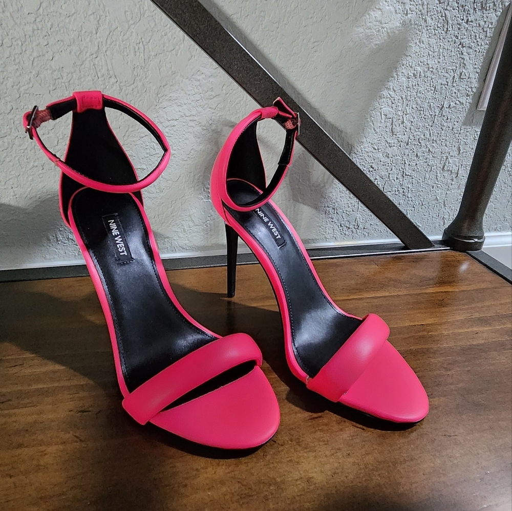 Nine West Pink Heeled Sandals with Ankle Strap